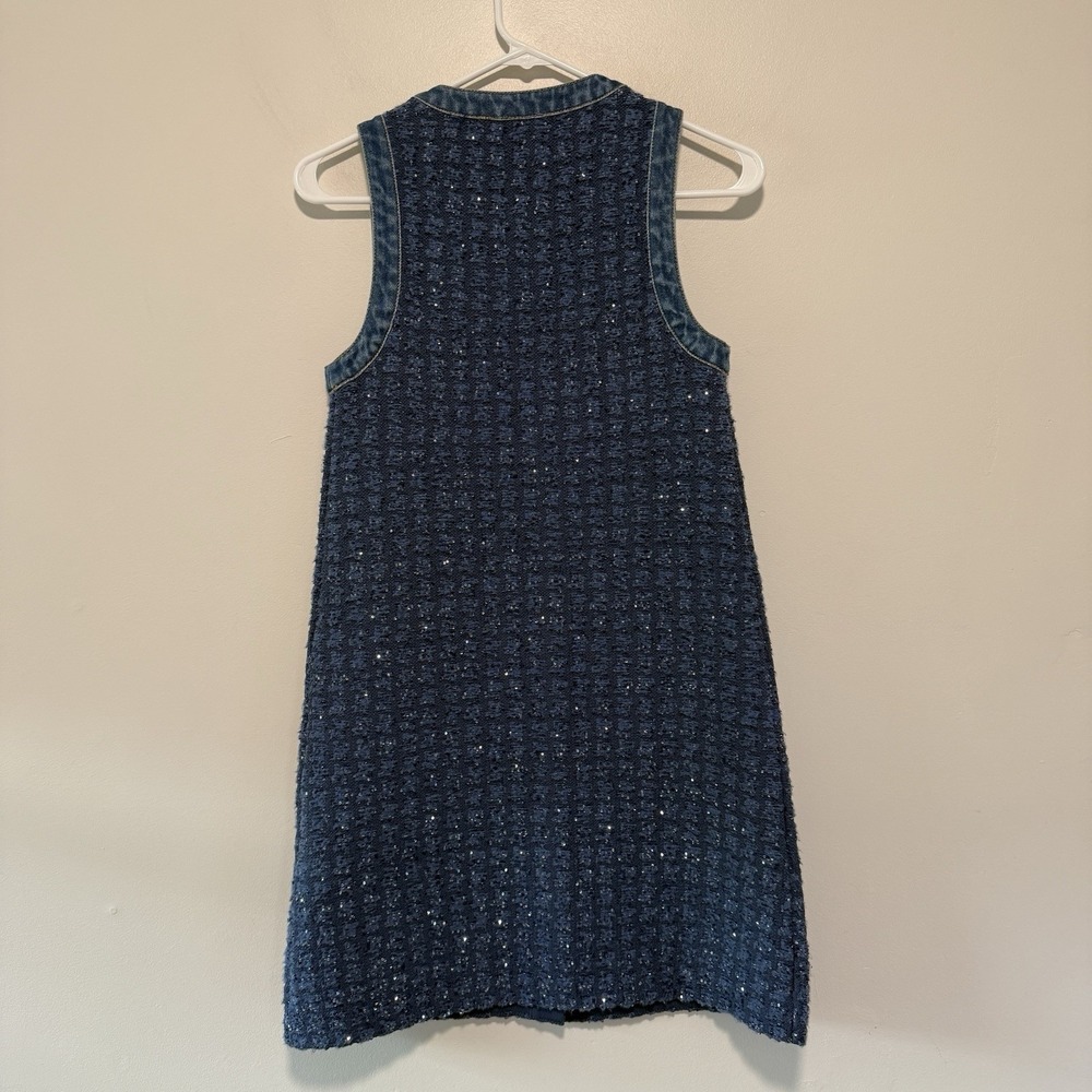 Sandro Blue tweed denim Mini Dress size 34 - Picture 6 of 9